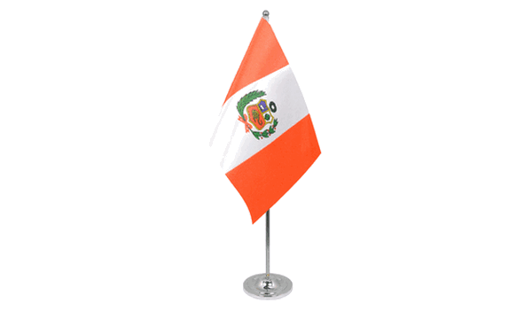 Peru Crest Satin Table Flag